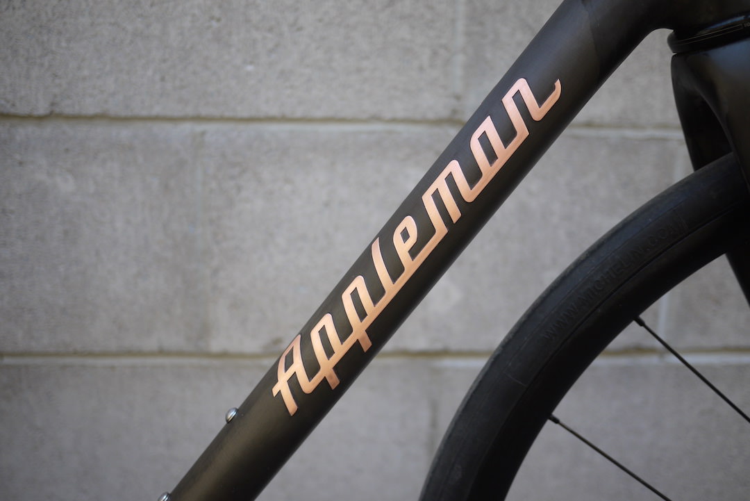 copper logos on custom frame