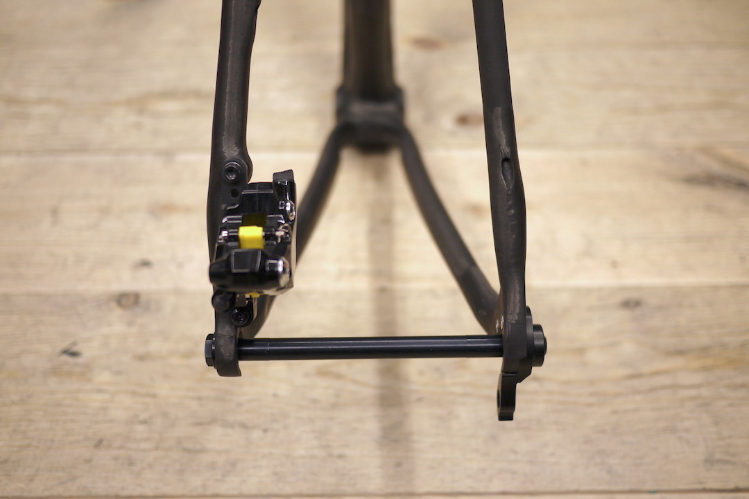 Rear view of Appleman carbon flat mount disc brake